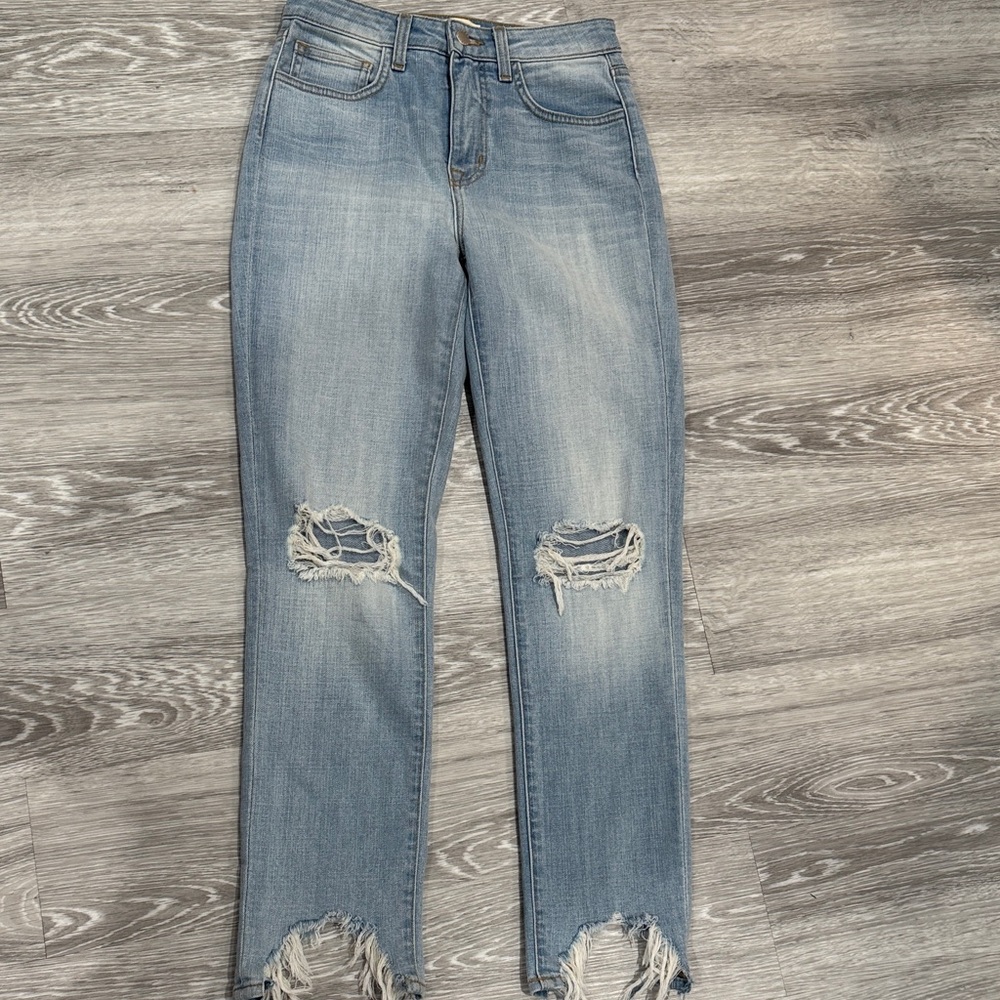 L'AGENCE Light Blue Distressed Ankle Jeans